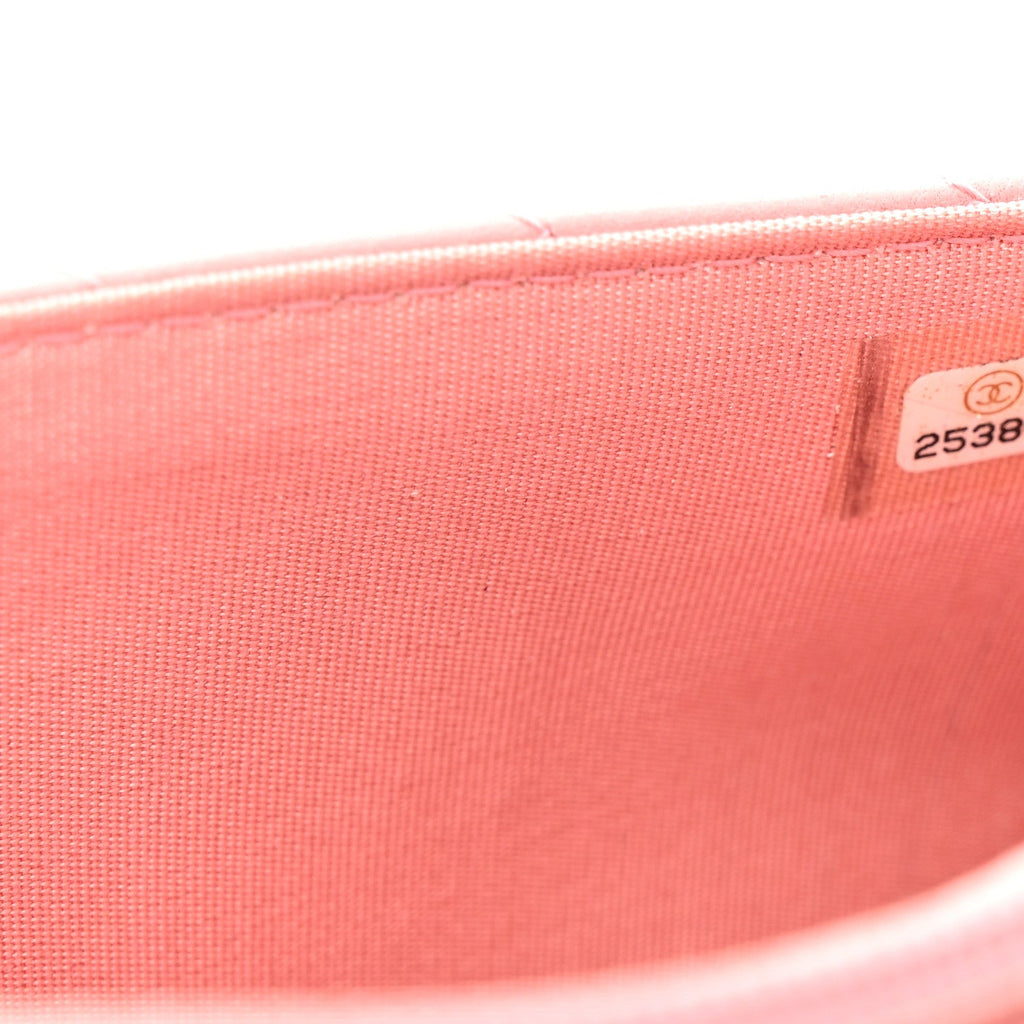 Chanel Lambskin Chevron Quilted Trendy CC Wallet On Chain WOC Pink