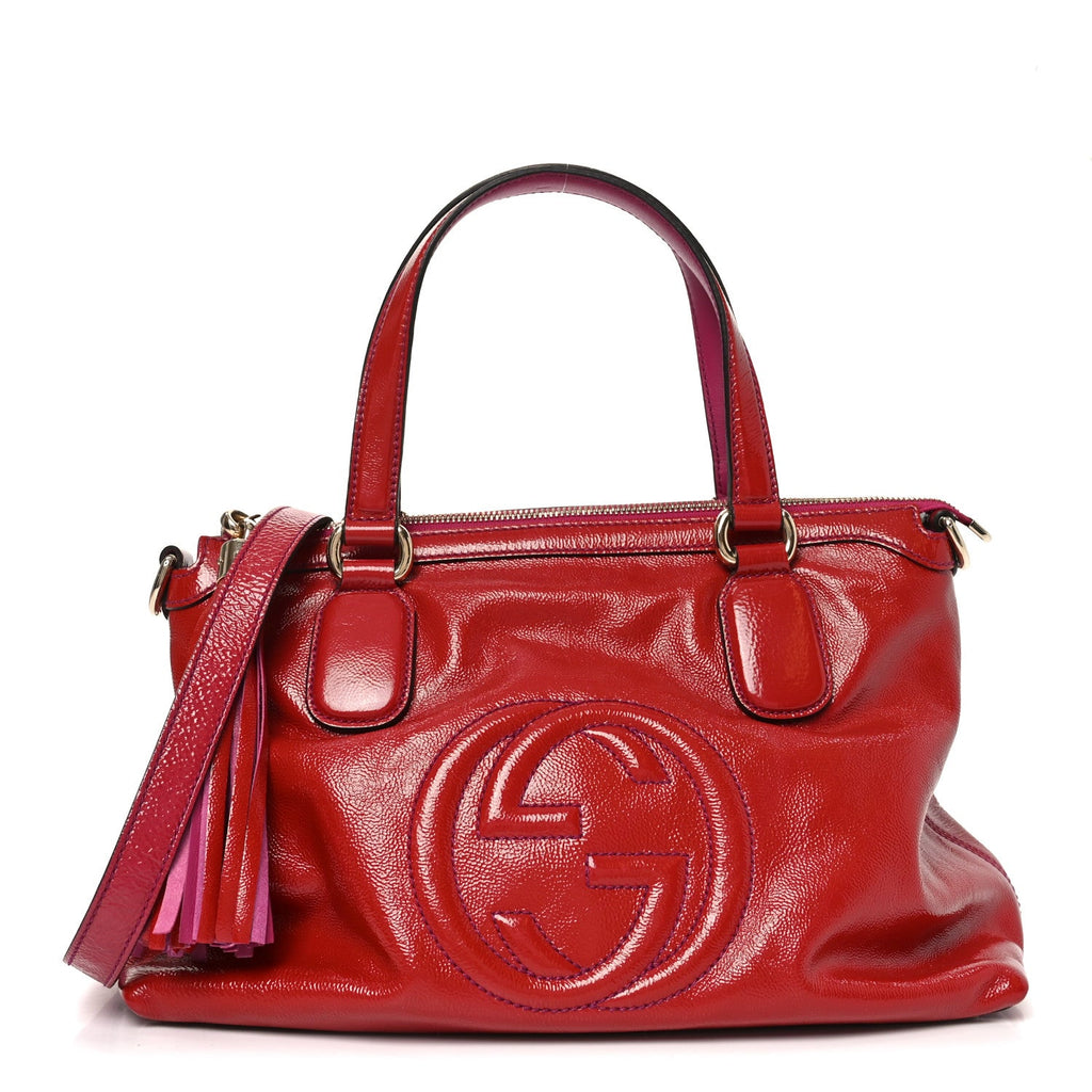 Gucci Vernice Naplack Small Soho Top Handle Satchel Uniform Red