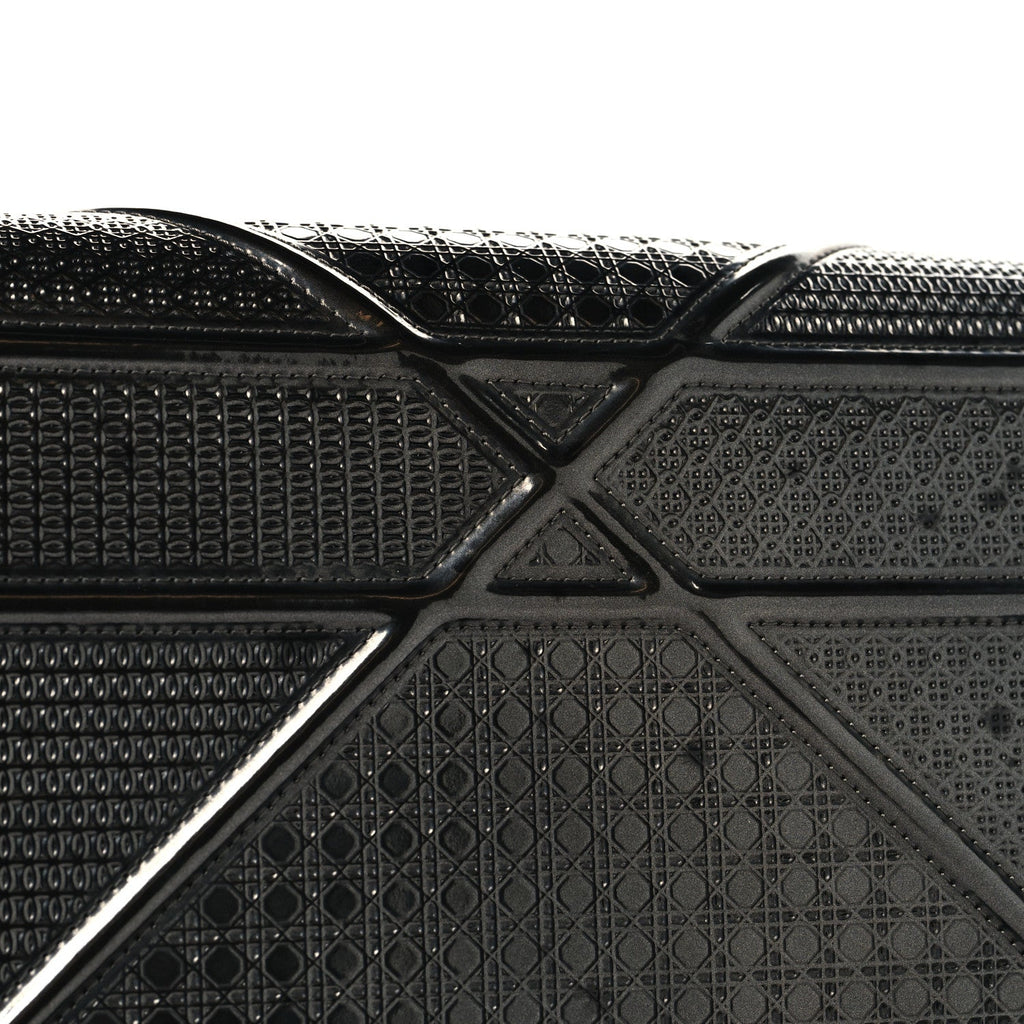Christian Dior Metallic Patent Micro-Cannage Medium Diorama Flap Bag Onyx Black