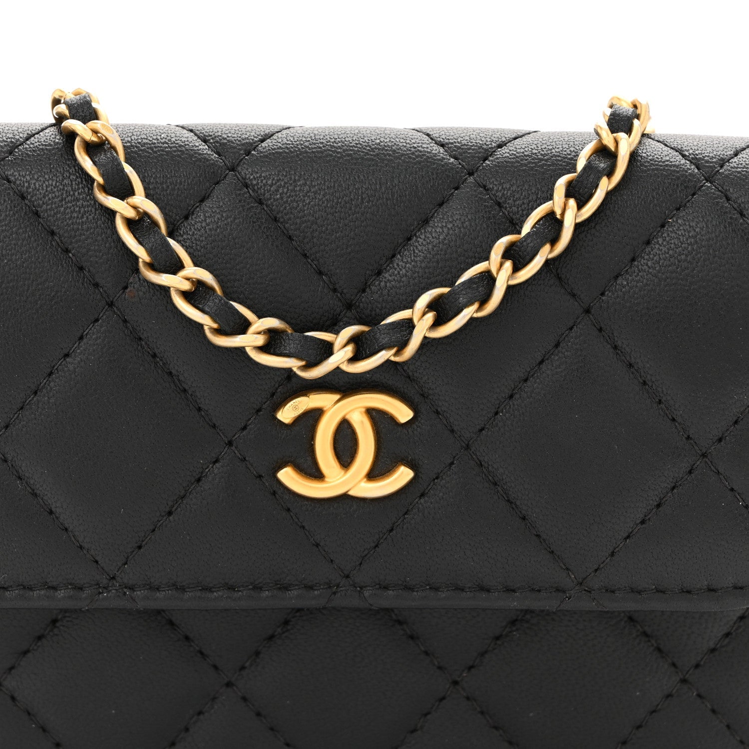 Chanel Lambskin Quilted Pearl Crush Flap With Chain Black