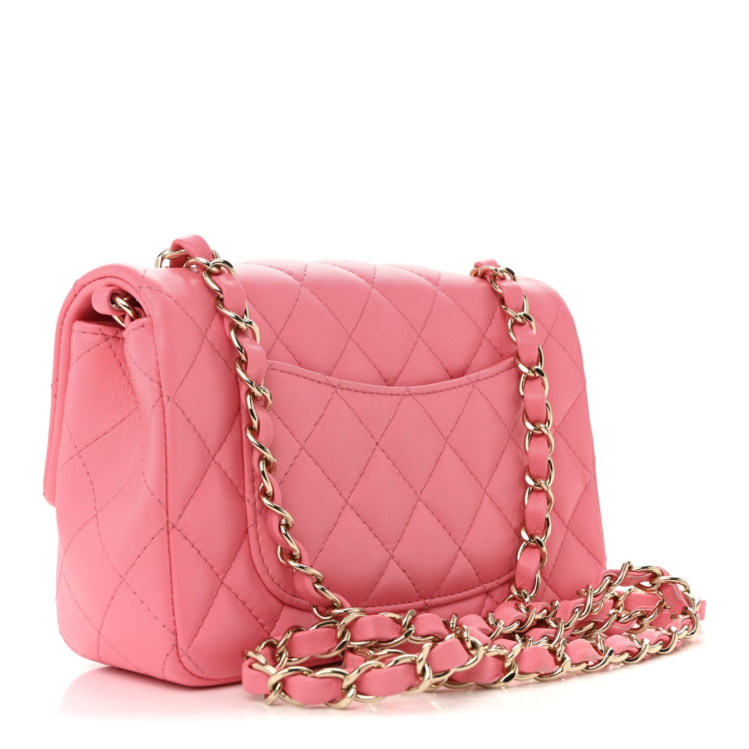Chanel Lambskin Quilted Mini Rectangular Flap Pink
