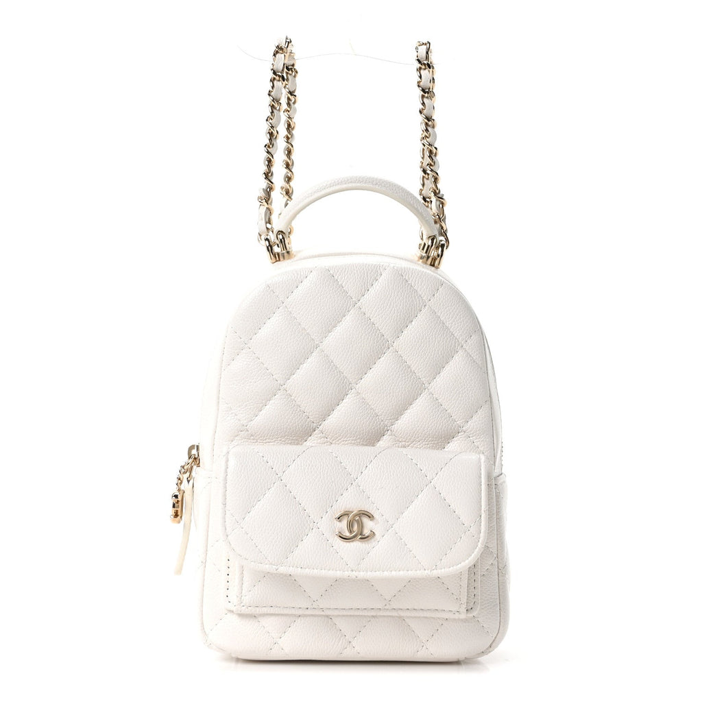 Chanel Caviar Quilted CC Mini Classic Backpack White