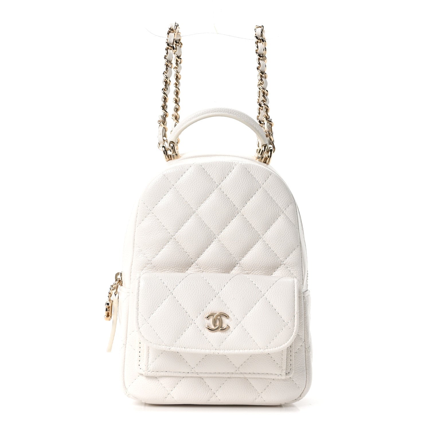 Chanel Caviar Quilted CC Mini Classic Backpack White