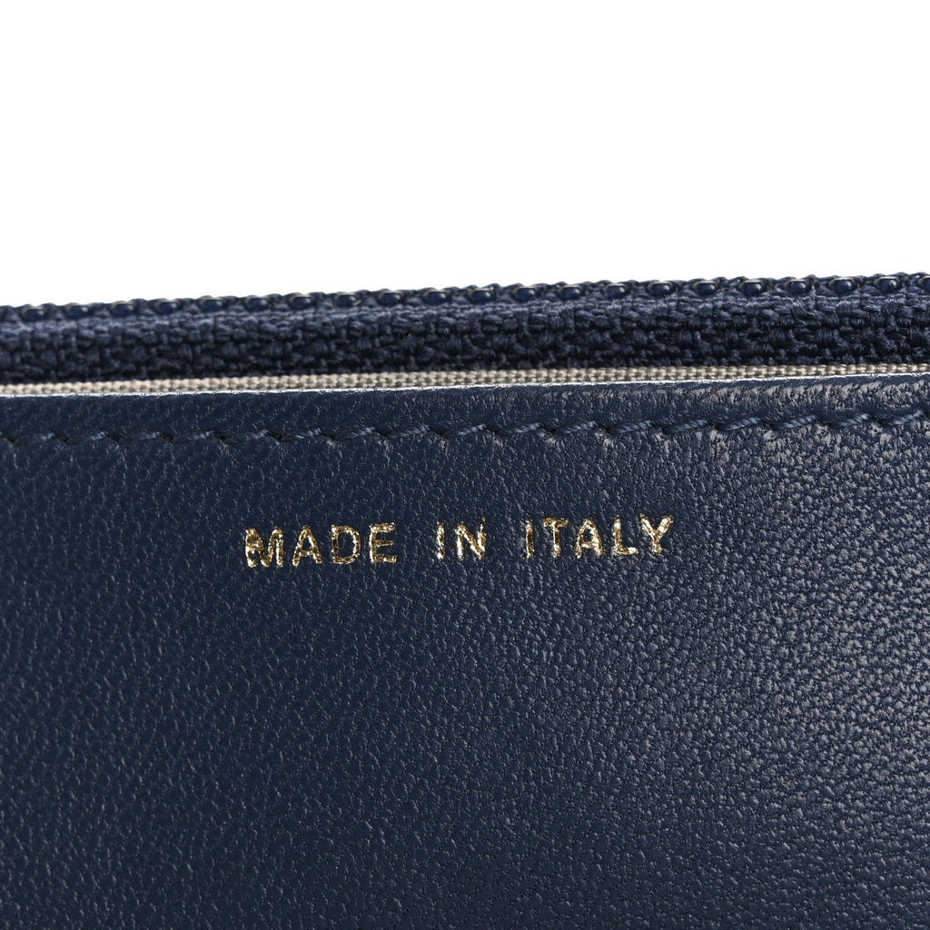 Chanel Snakeskin Wallet On Chain WOC Blue