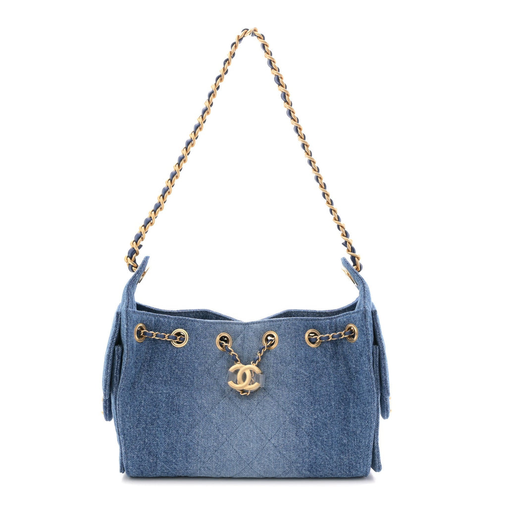 Chanel Washed Denim Quilted Mini Chanel 25 Handbag Blue