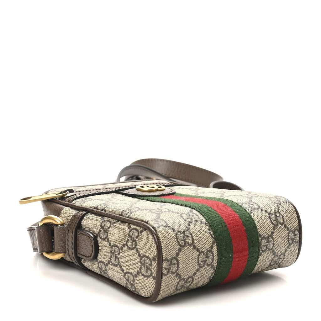 Gucci GG Supreme Monogram Web Mini Ophidia Messenger Brown