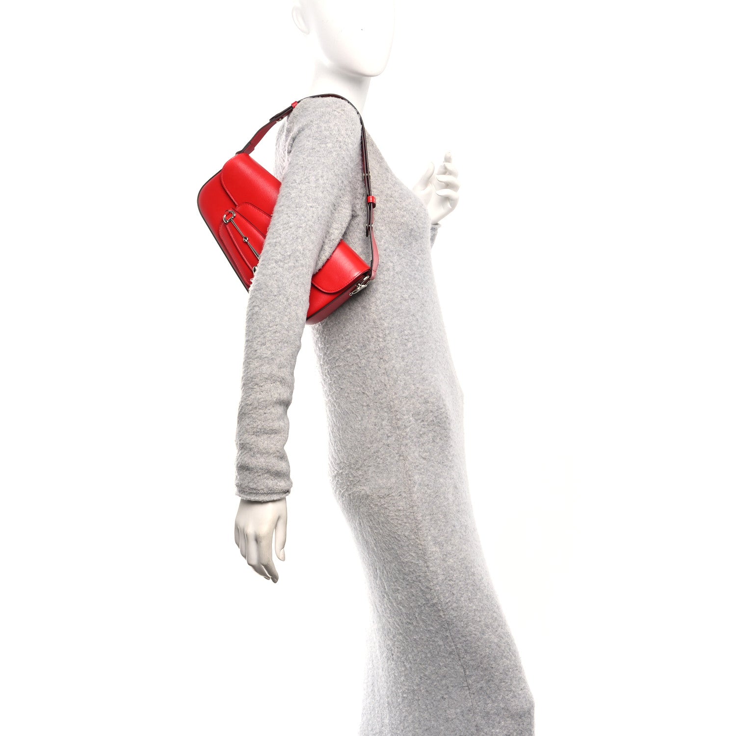 Gucci Demetra Small Horsebit 1955 Asymmetric Shoulder Bag New Cherry Red