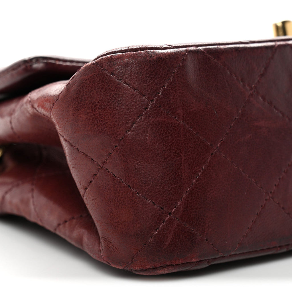 Chanel Lambskin Quilted Mini Rectangular Flap Burgundy