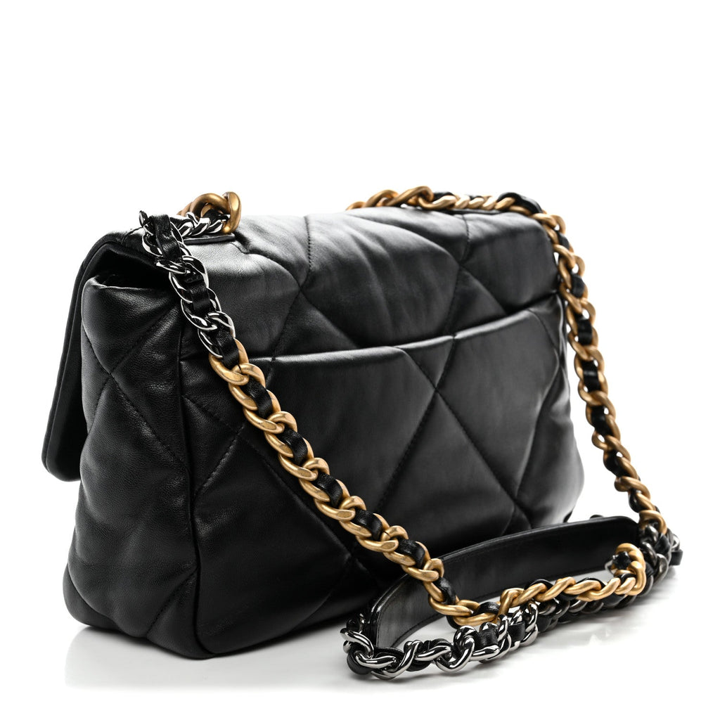 Chanel Lambskin Quilted Medium Chanel 19 Flap Black