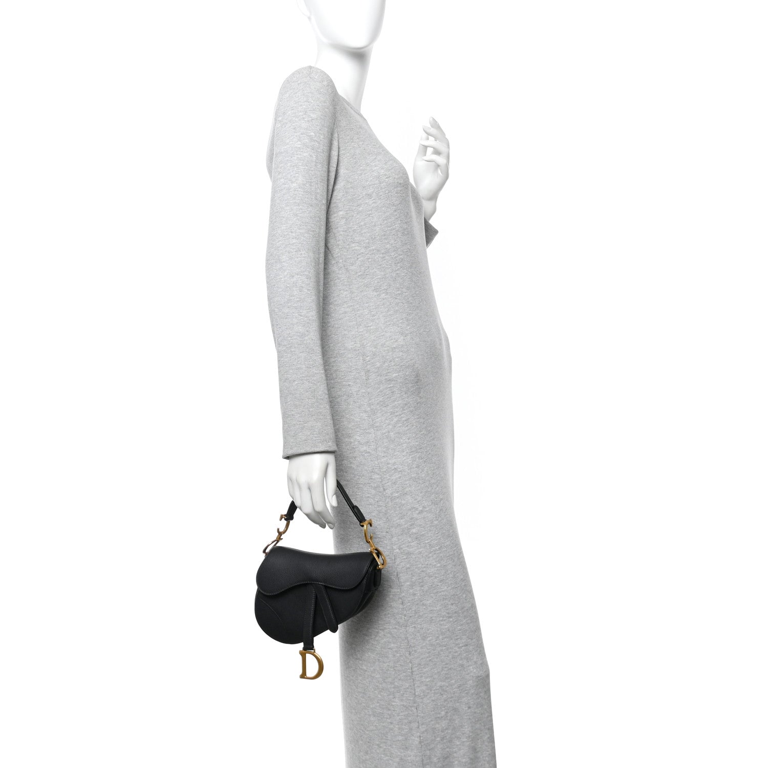 Christian Dior Grained Calfskin Mini Saddle Bag Black