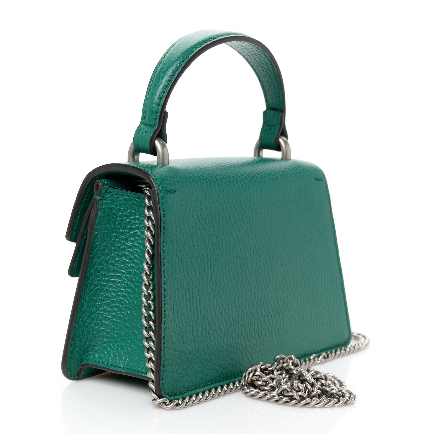 Gucci Dollar Calfskin Crystal Mini Dionysus Top Handle Bag Emerald