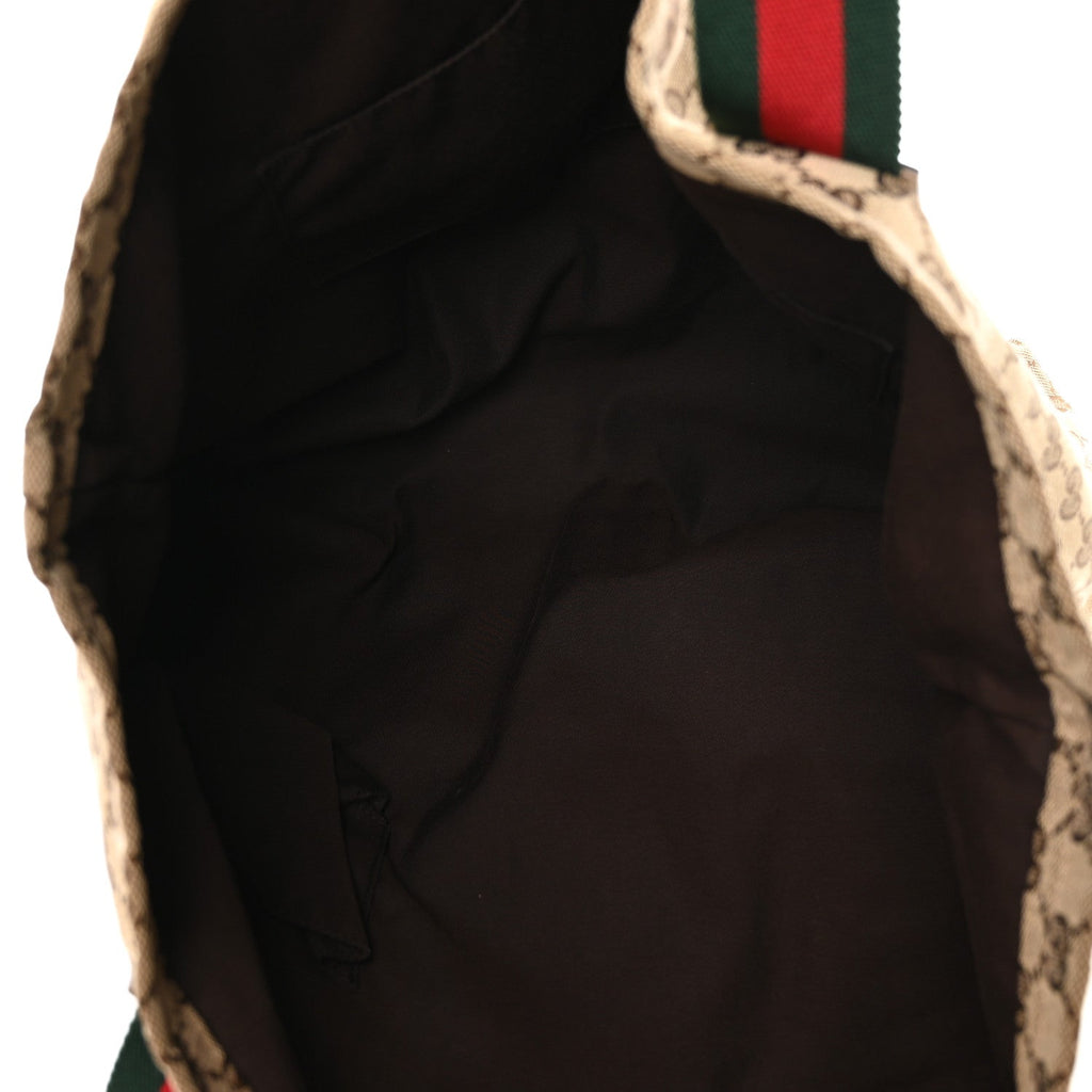 Gucci GG Monogram Medium Web Handle Vertical Tote Dark Brown