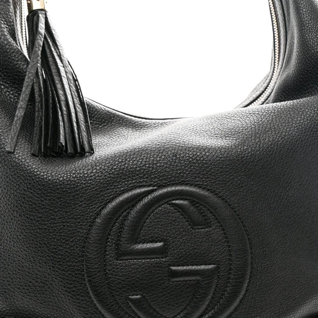 Gucci Pebbled Calfskin Medium Soho Chain Hobo Black