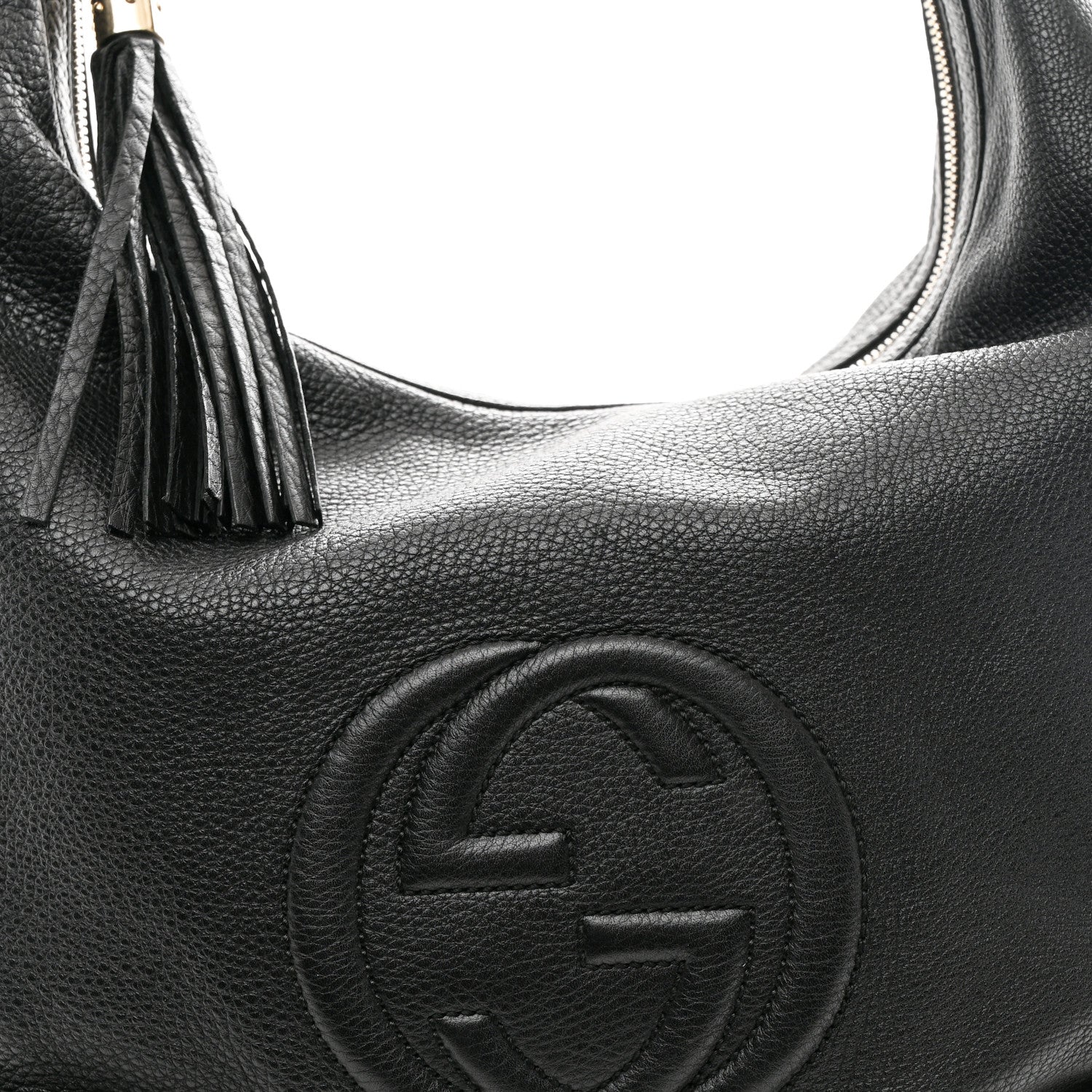 Gucci Pebbled Calfskin Medium Soho Chain Hobo Black