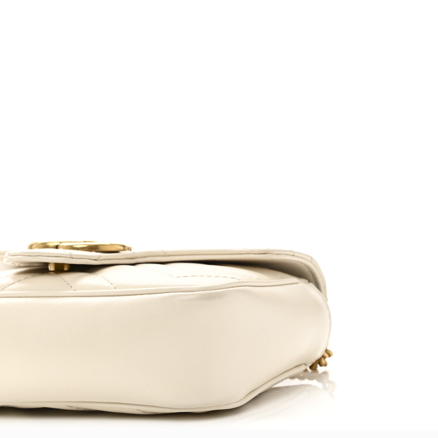 Gucci Calfskin Matelasse Super Mini GG Marmont Shoulder Bag White
