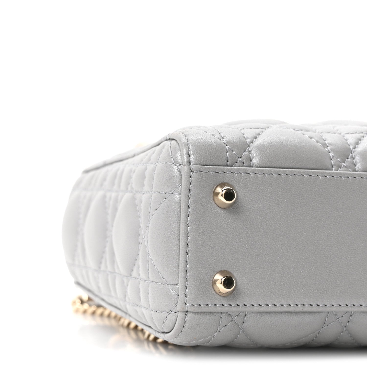 Christian Dior Lambskin Cannage Mini Lady Dior Gray Opaline