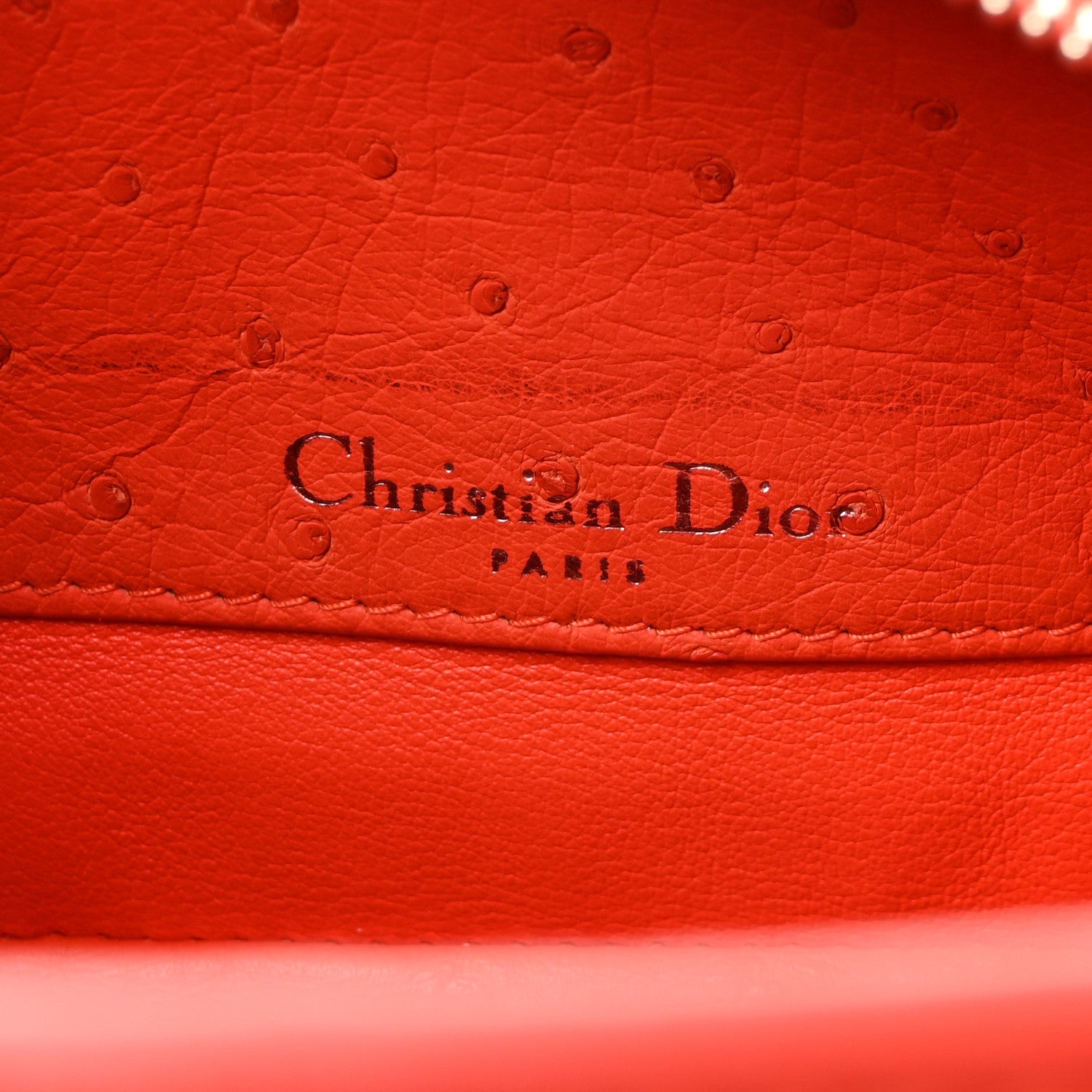 Christian Dior Ostrich Large Open Bar Tote Orange