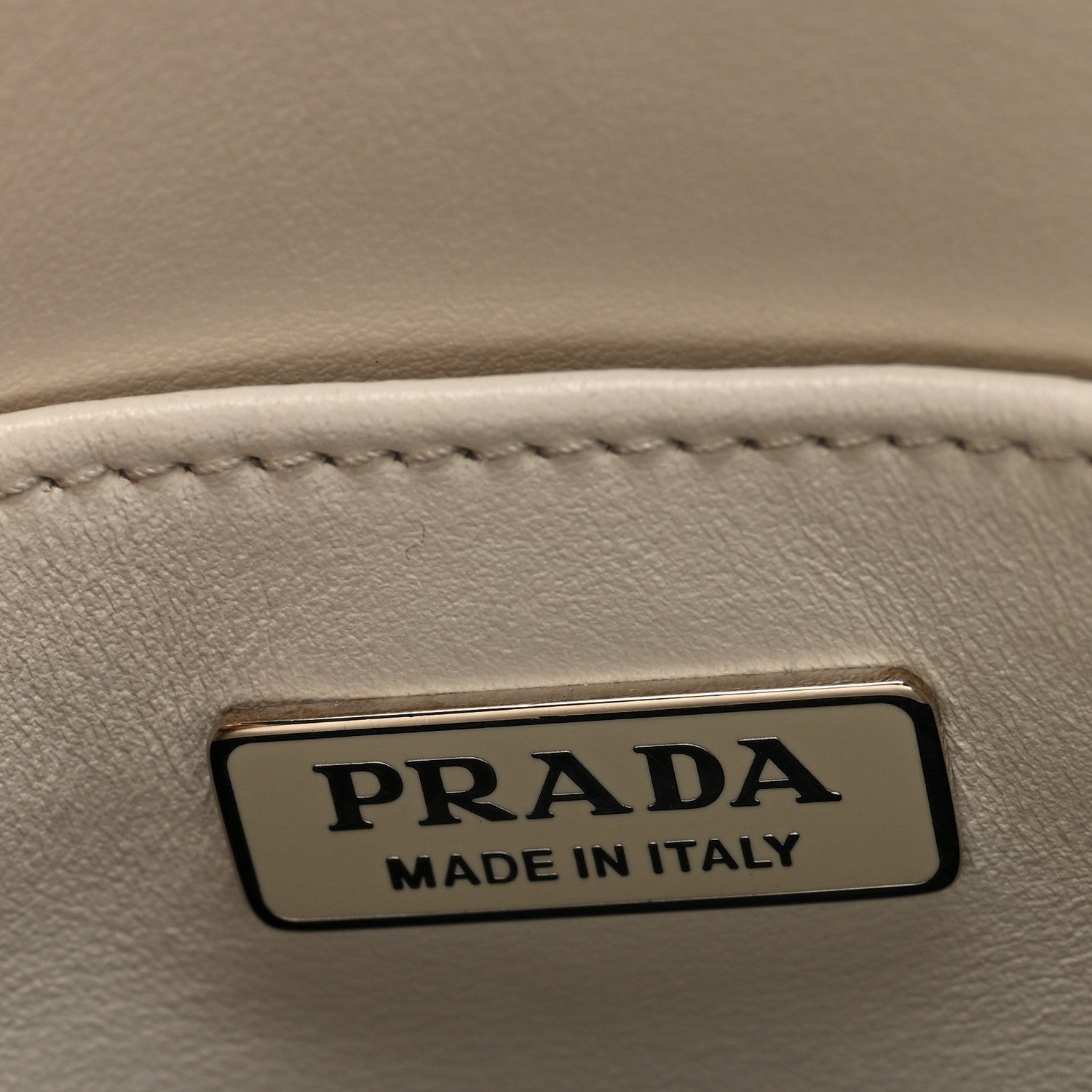 Prada Spazzolato Triangle Small Double Handle Crossbody Tote White