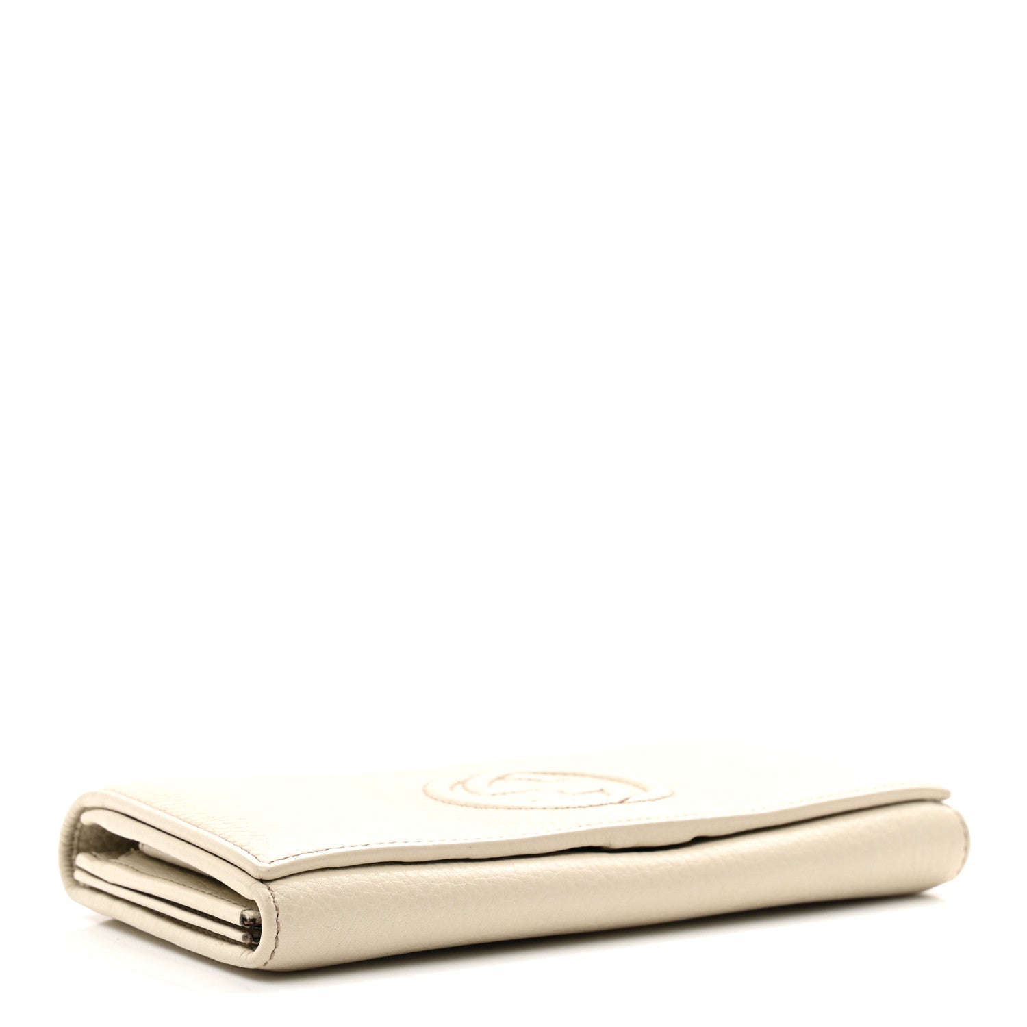 Gucci Pebbled Calfskin Large Soho Continental Wallet Off White
