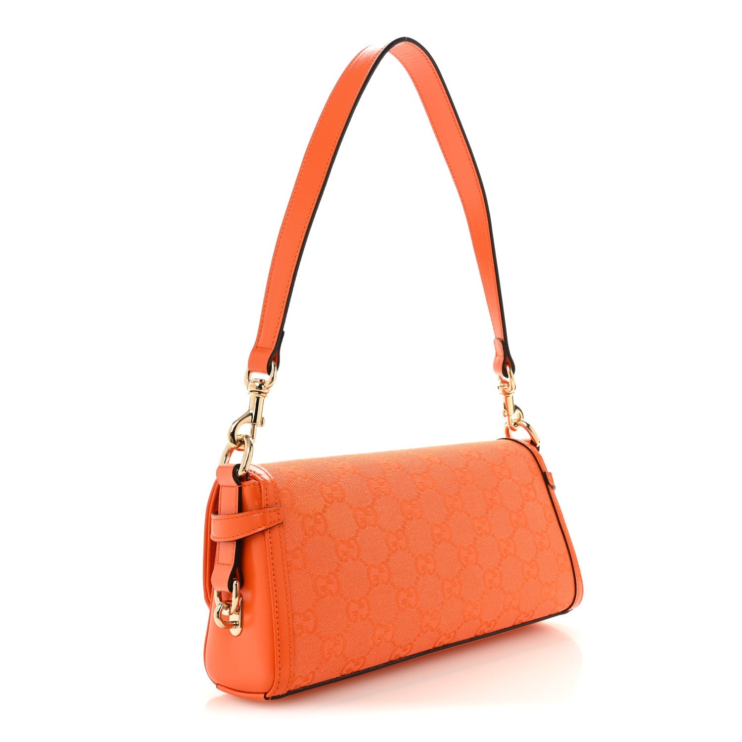Gucci GG Monogram Textured Dollar Calfskin Small Luce Shoulder Bag Orange