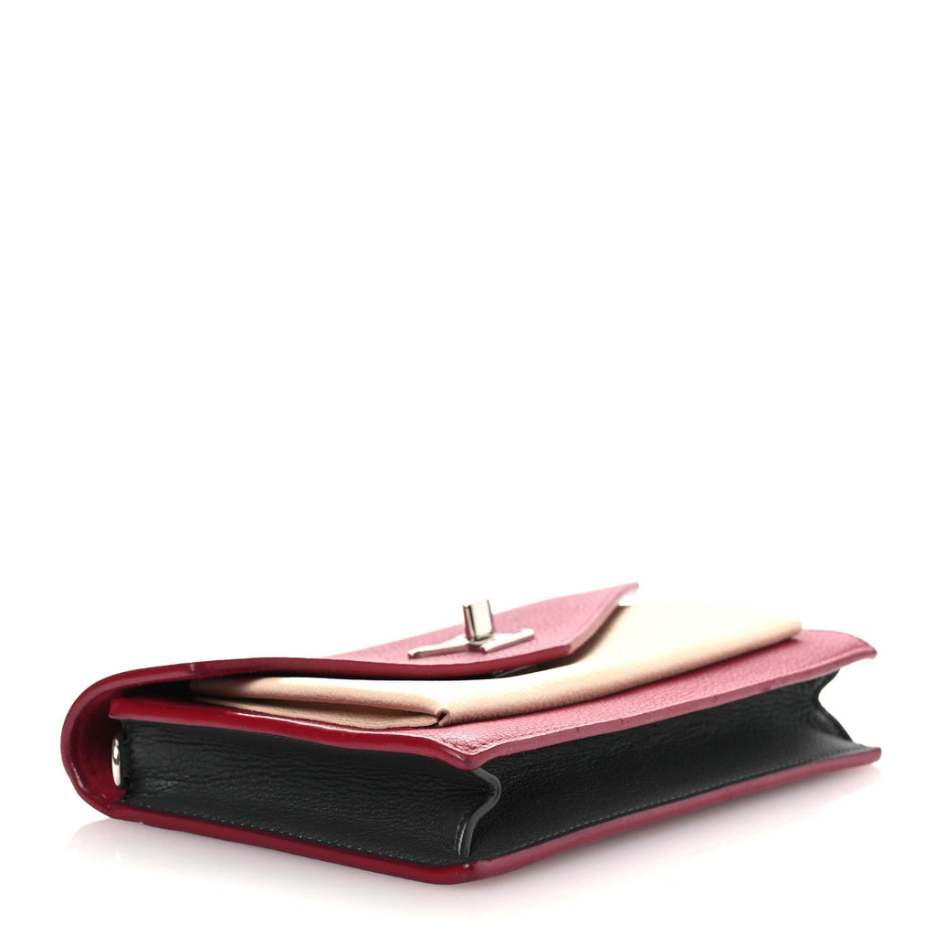 Louis Vuitton Calfskin My Lockme Chain Pochette Lie De Vin Etain Creme