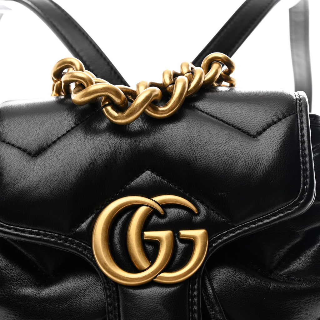 Gucci Nappa Chevron Matelasse GG Marmont Backpack Black