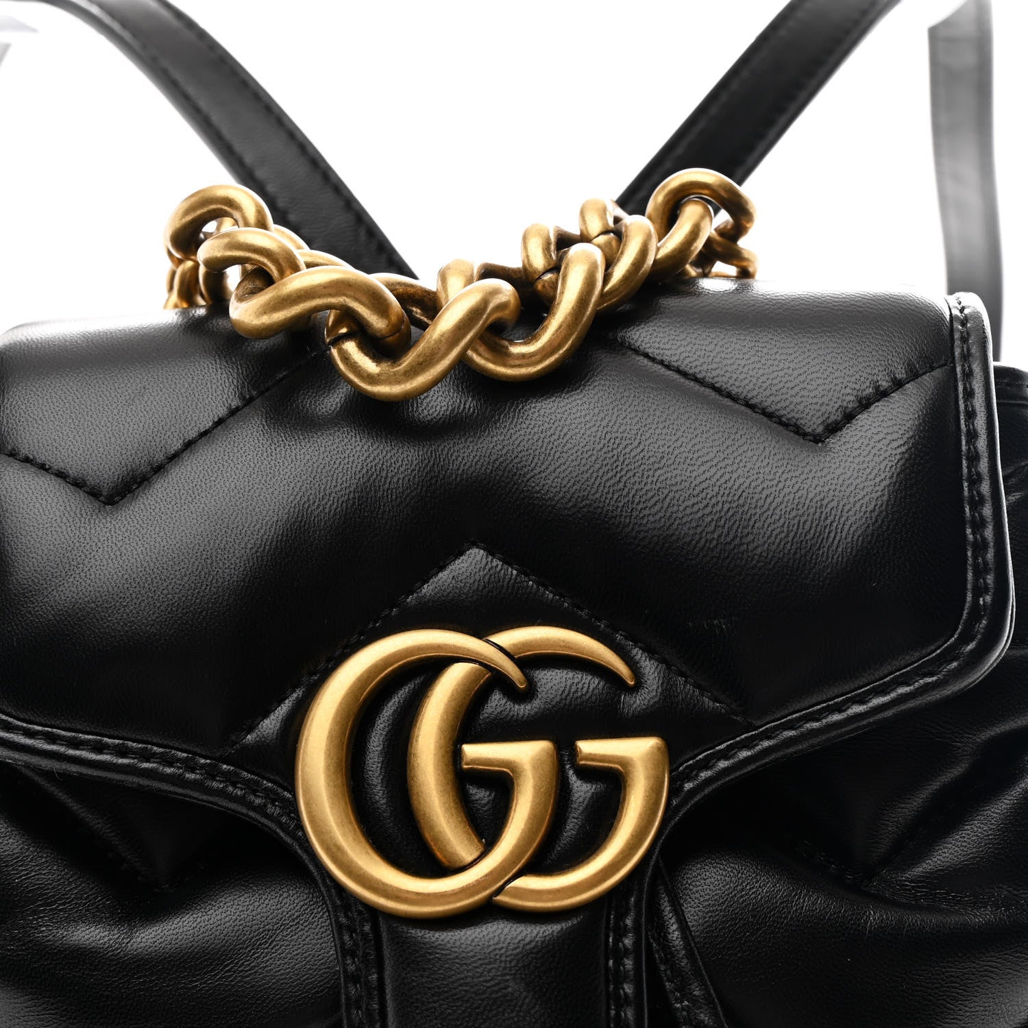 Gucci Nappa Chevron Matelasse GG Marmont Backpack Black