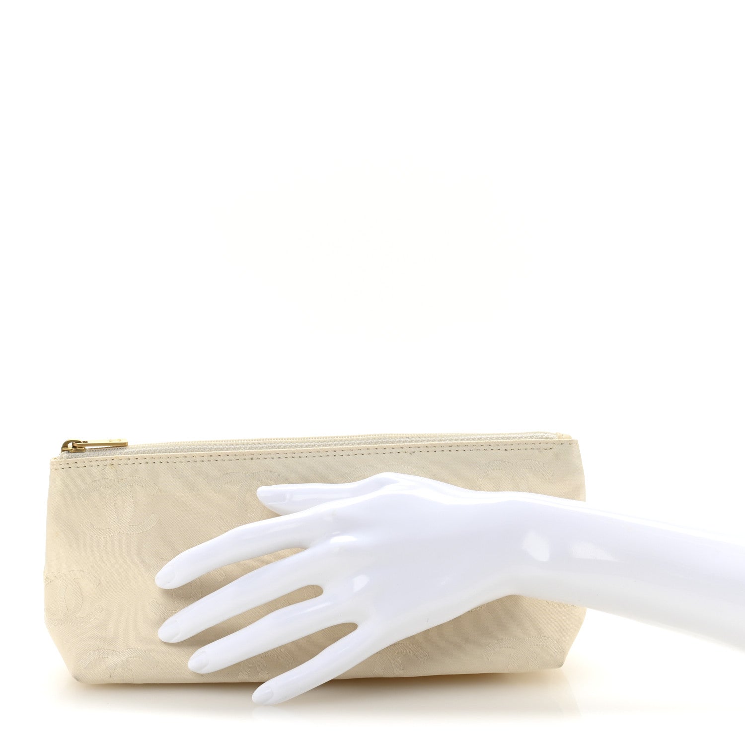 Nylon CC Cosmetic Pouch White