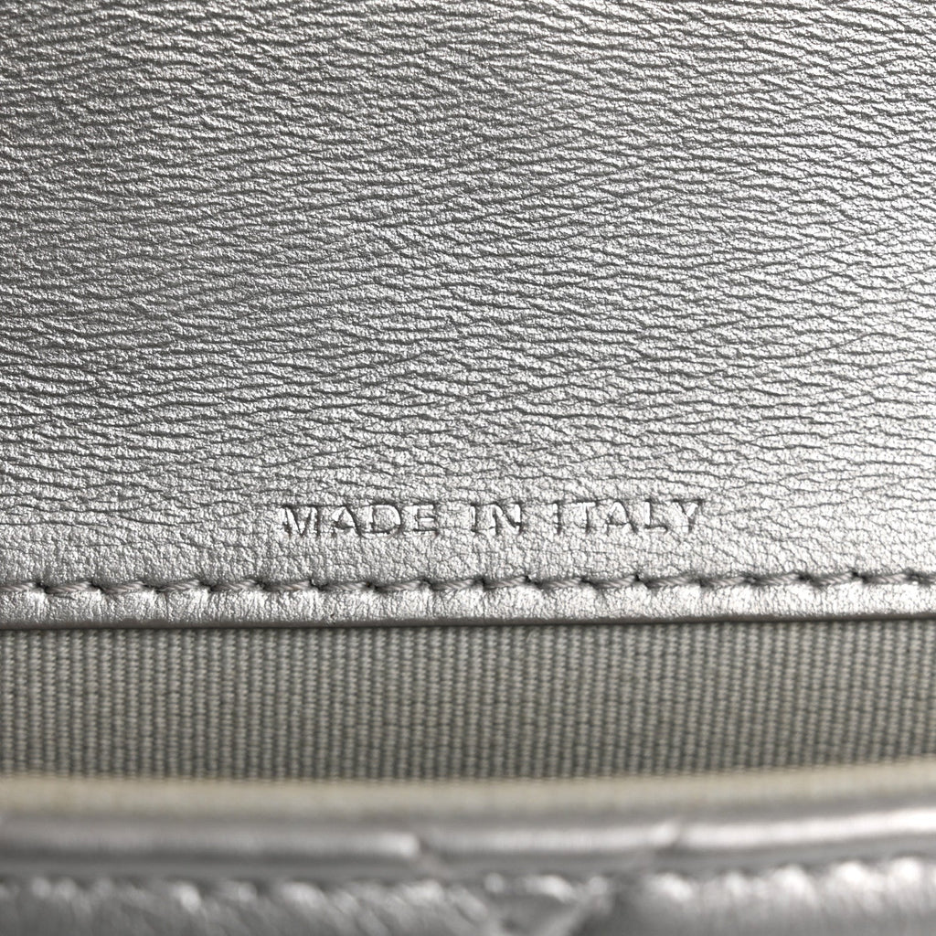 Chanel Metallic Lambskin Quilted Mini Giant CC Flap Argent
