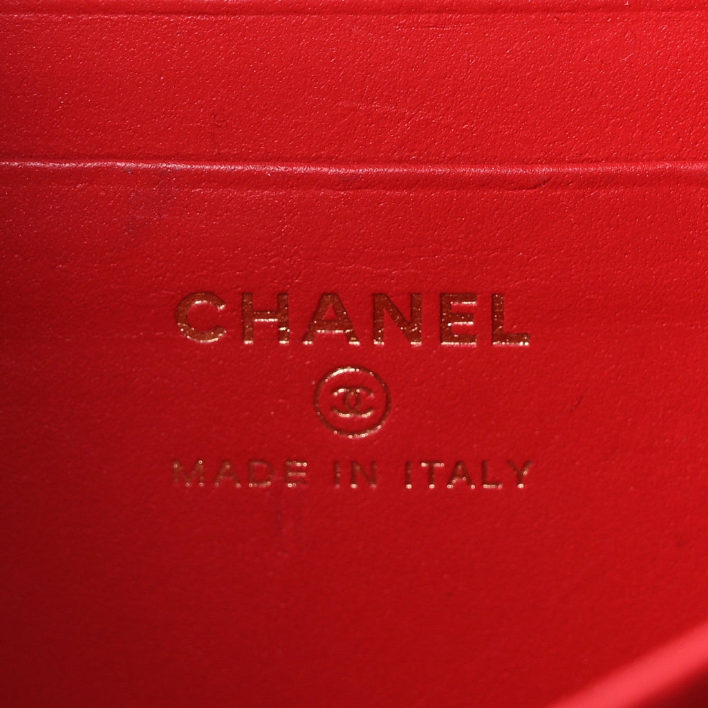 Chanel Caviar Quilted Filigree Vanity Clutch With Chain Red