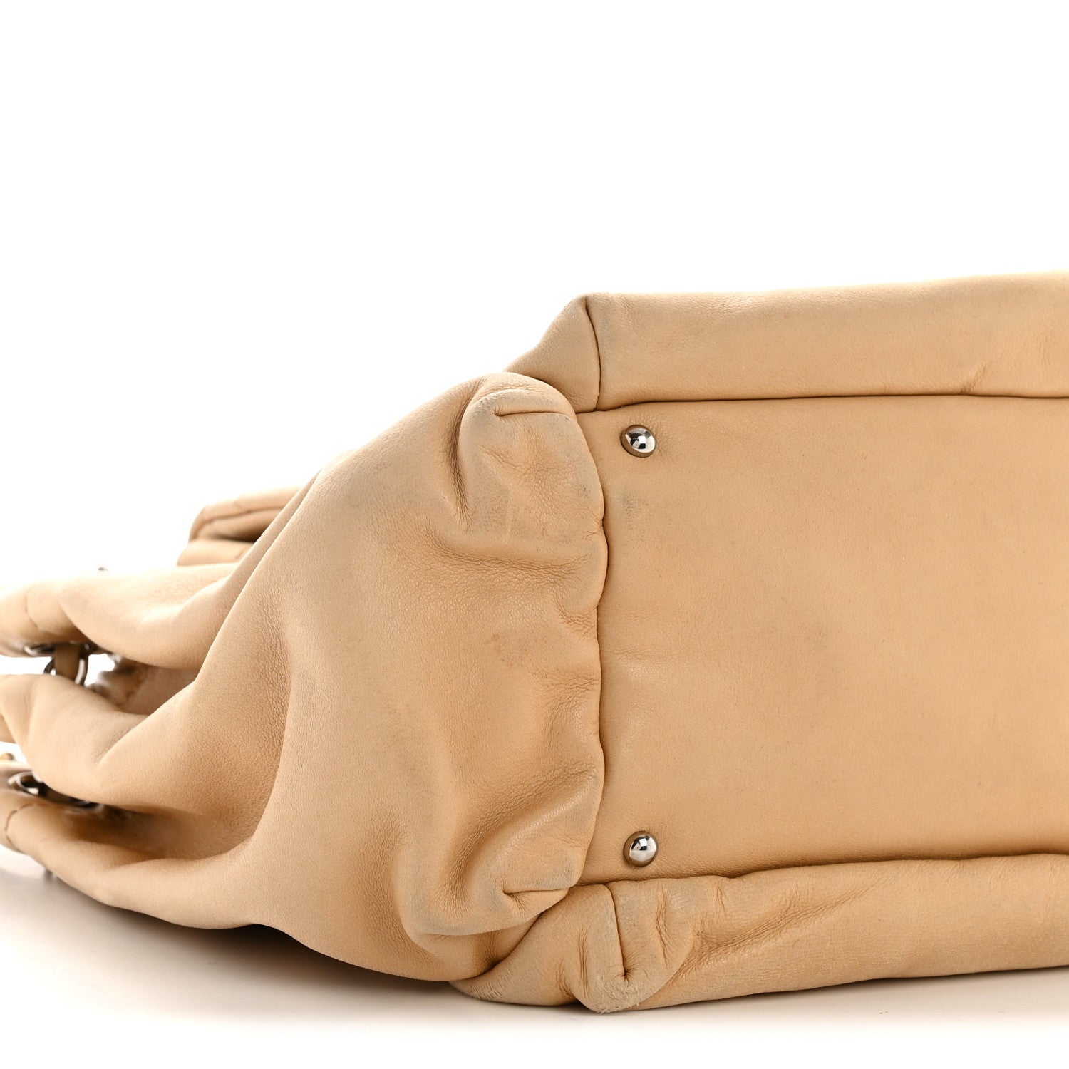 Chanel Lambskin Stitched Accordion Flap Tote Beige