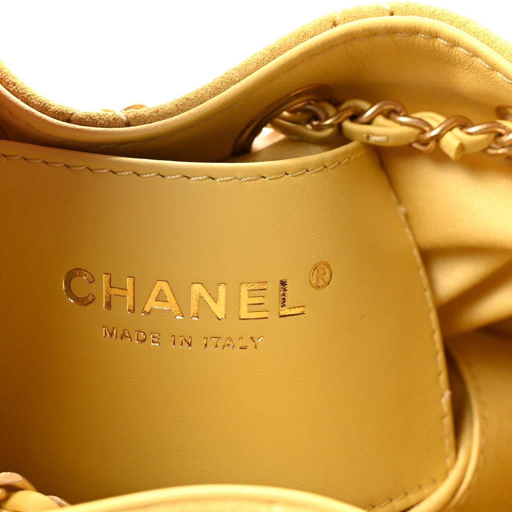 Chanel Suede Quilted Mini Chanel 25 Handbag Yellow