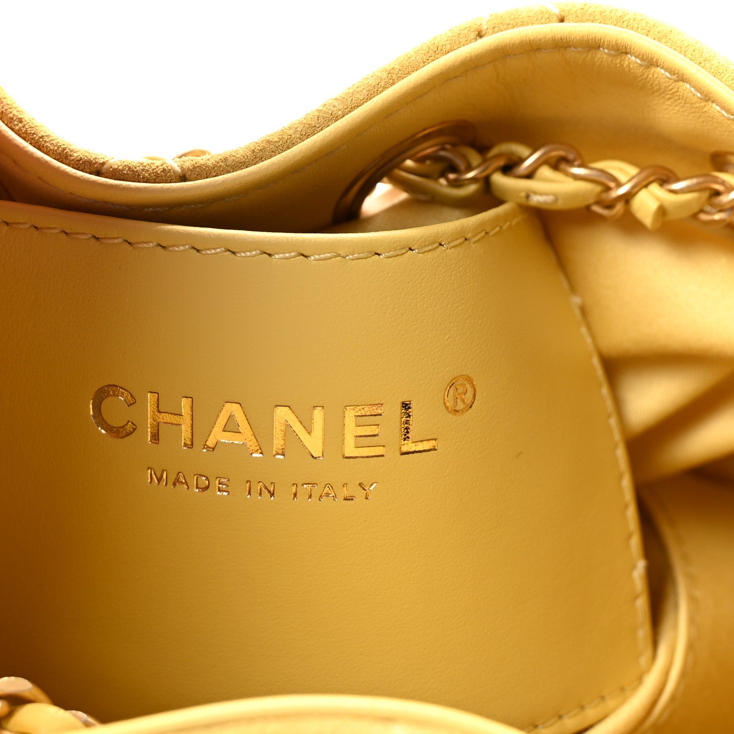 Chanel Suede Quilted Mini Chanel 25 Handbag Yellow