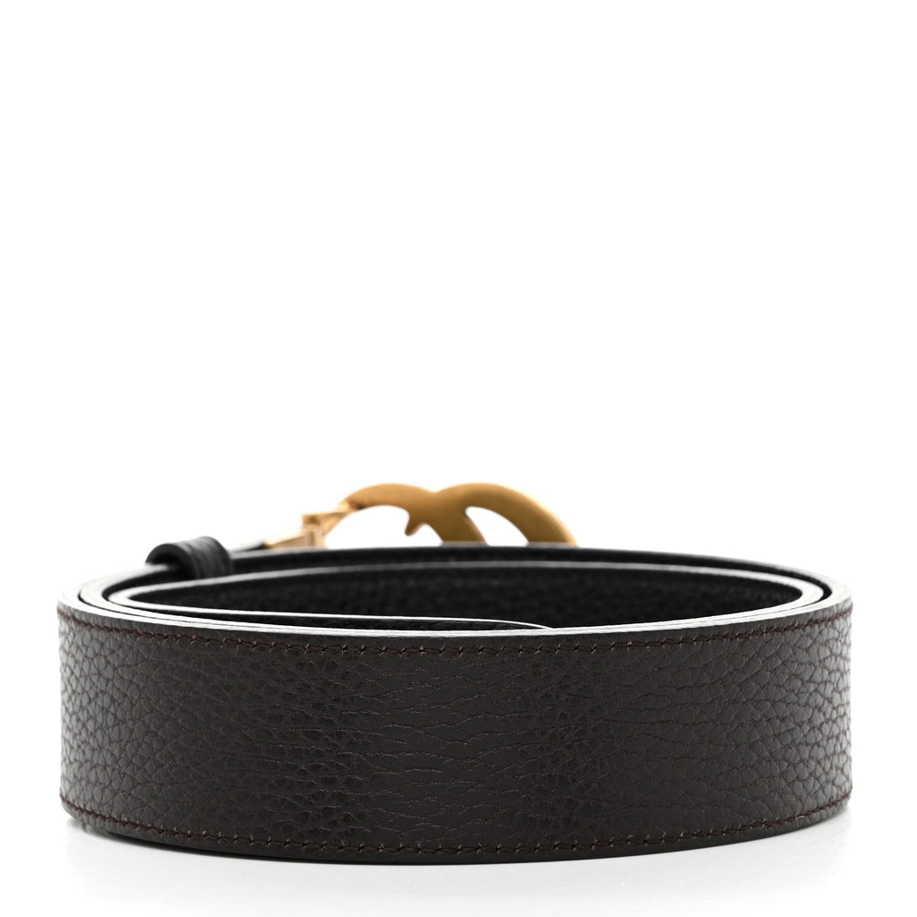 Gucci Calfskin Double G Reversible 37mm Belt 95 38 Black Cocoa