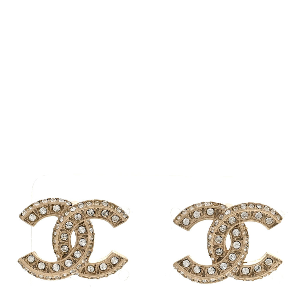 Crystal Timeless CC Earrings Light Gold
