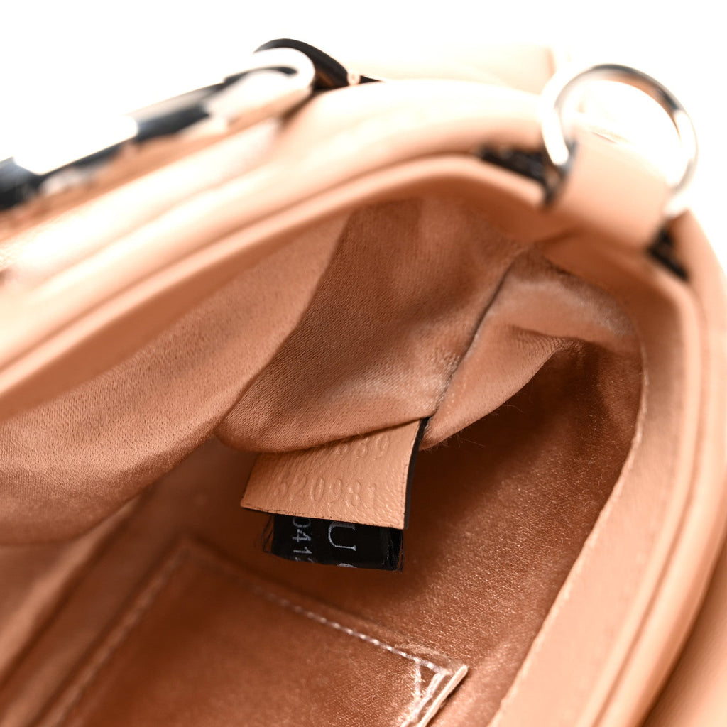 Gucci Nappa Vertical Matelasse Small Maxi Horsebit Chain Shoulder Bag Beige
