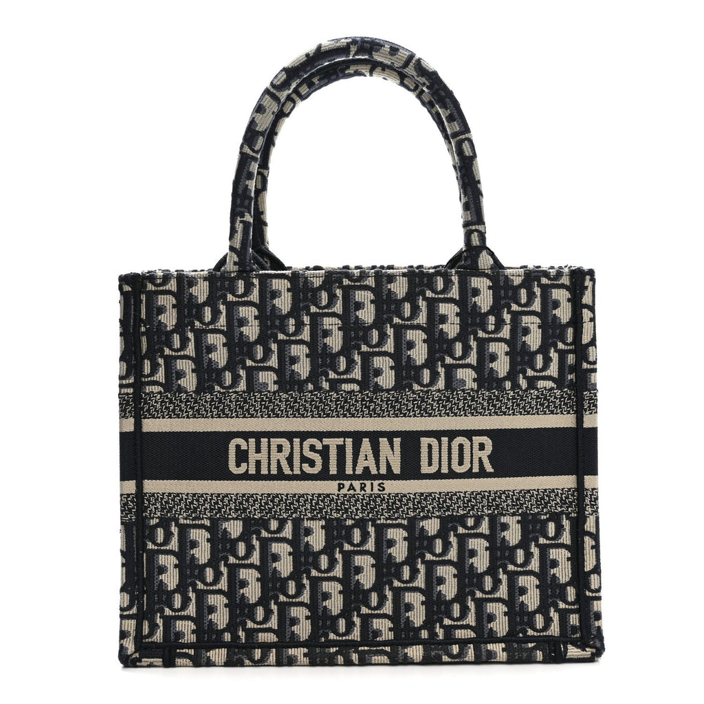 Christian Dior Oblique Small Book Tote Blue Multicolor