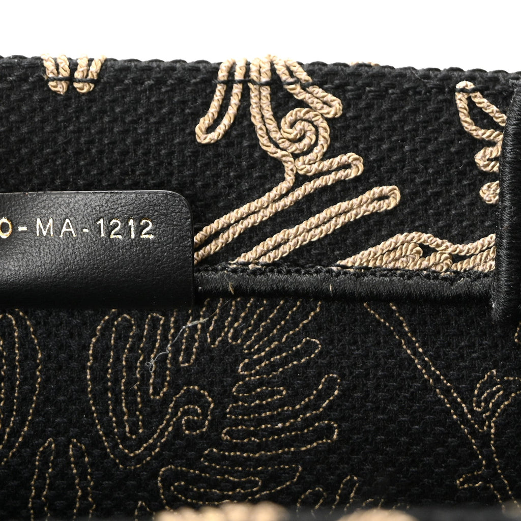 Christian Dior Canvas Embroidered Large Ornamental Cornely Effect Book Tote Black Beige
