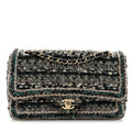Chanel Tweed Braid Medium Flap Turquoise Multicolor
