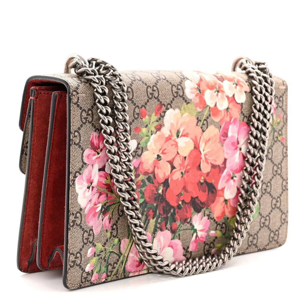 Gucci GG Supreme Monogram Blooms Small Dionysus Shoulder Bag Beige Multicolor Dry Rose