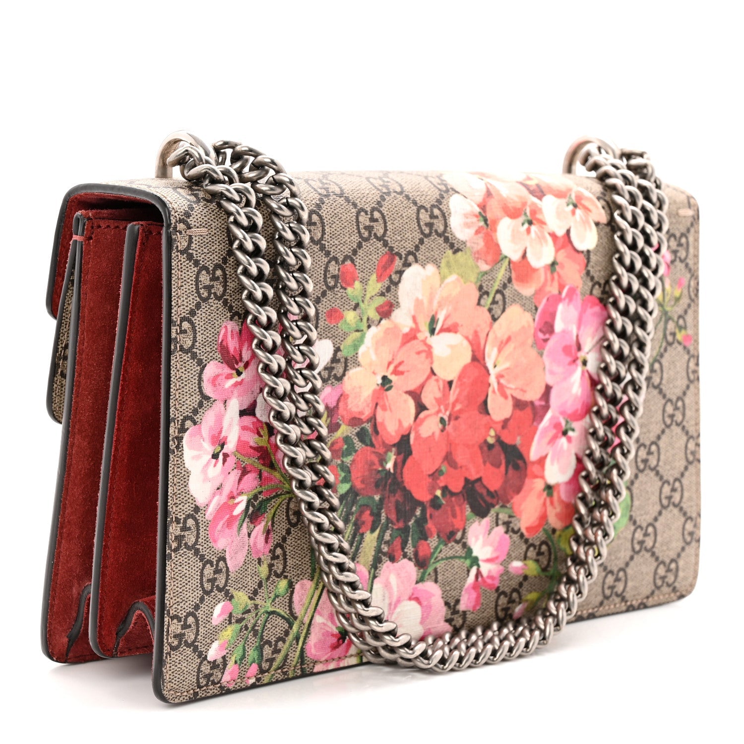 Gucci GG Supreme Monogram Blooms Small Dionysus Shoulder Bag Beige Multicolor Dry Rose