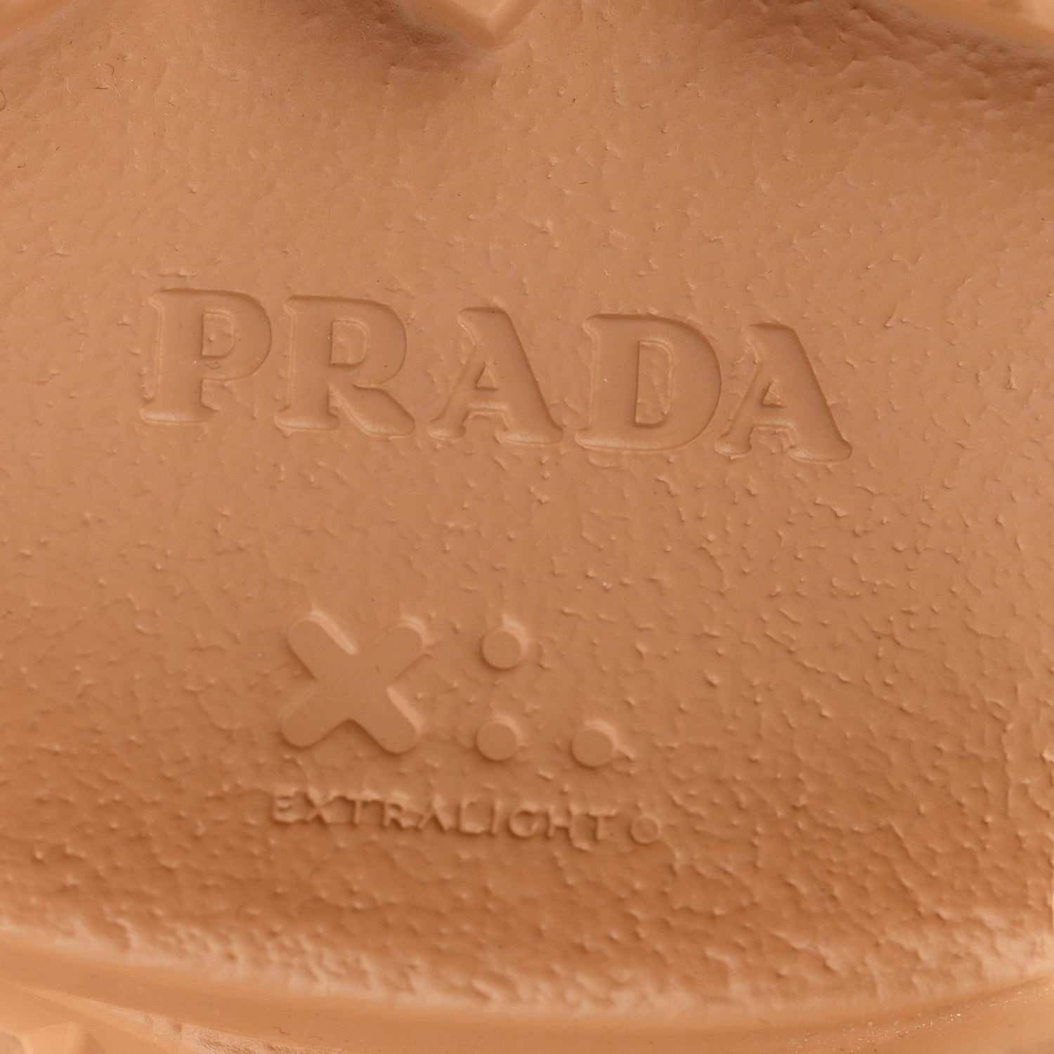 Prada Foam Rubber Metal Triangle Logo Monolith 55mm Cage Sandals 37 Barley
