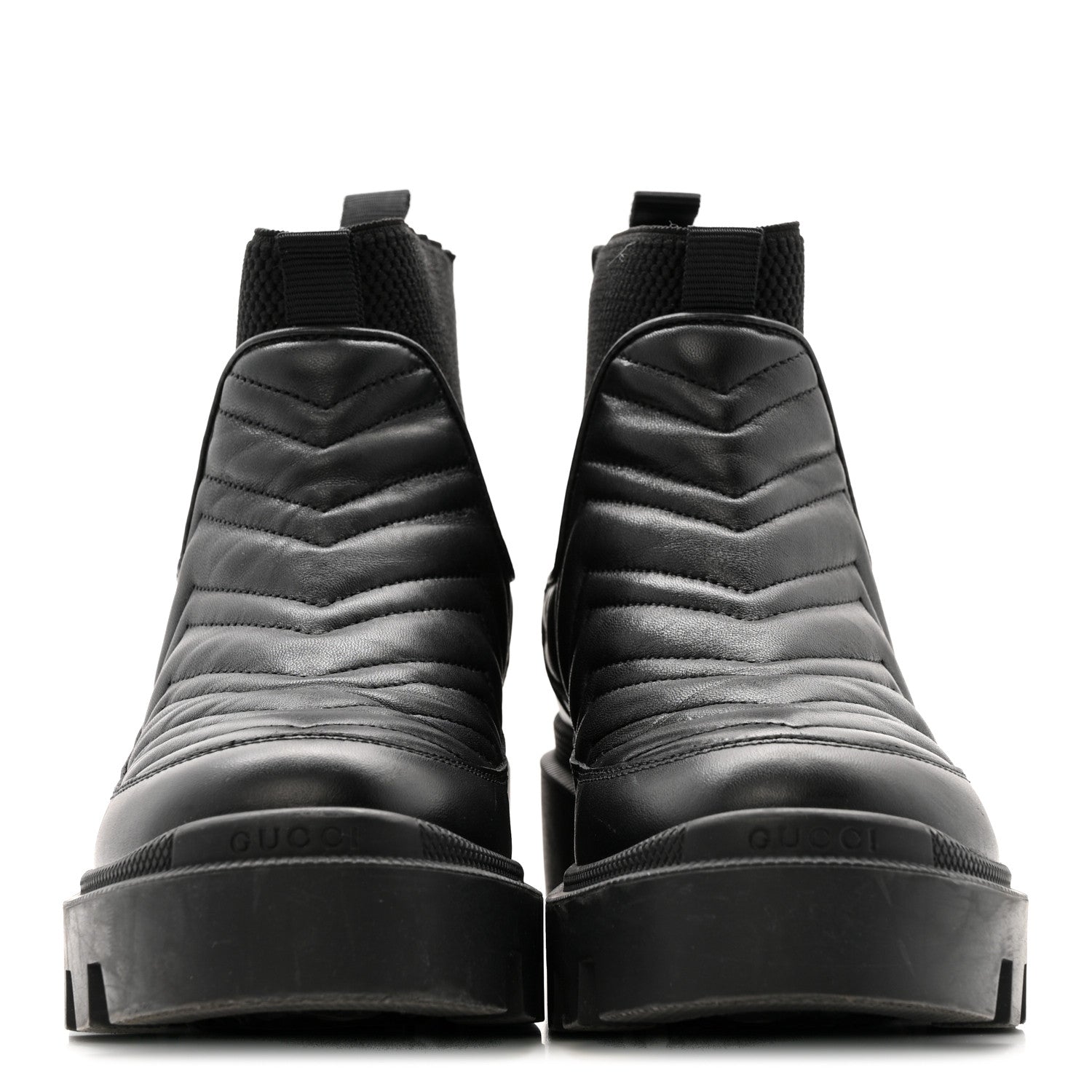Gucci Calfskin Nappa Matelasse Frances Chelsea Boots 35.5 Black