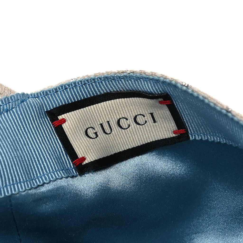 Gucci Canvas Lame GG Monogram Rush Baseball Hat M Gardenia Silver