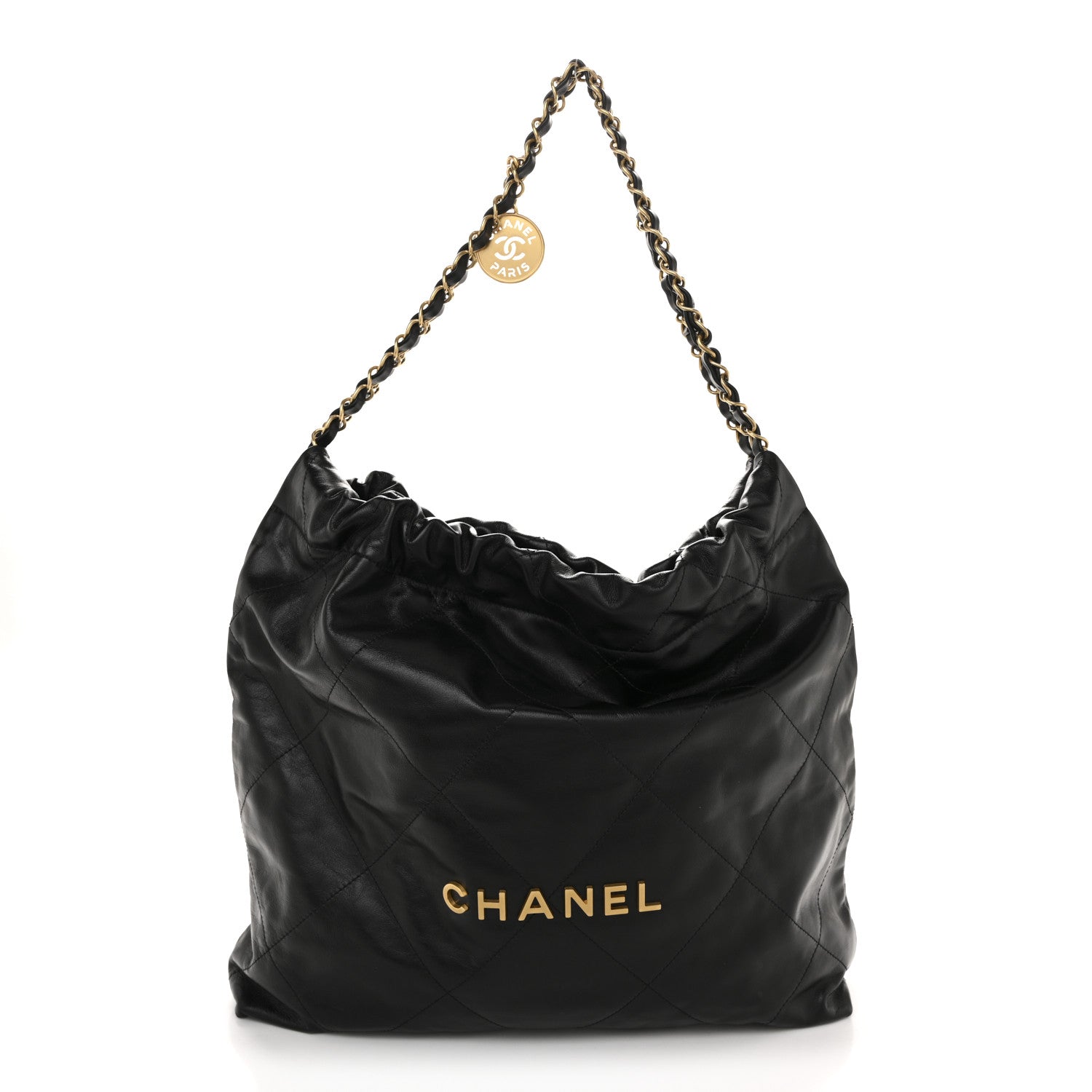 Chanel Shiny Calfskin Quilted Chanel 22 Black