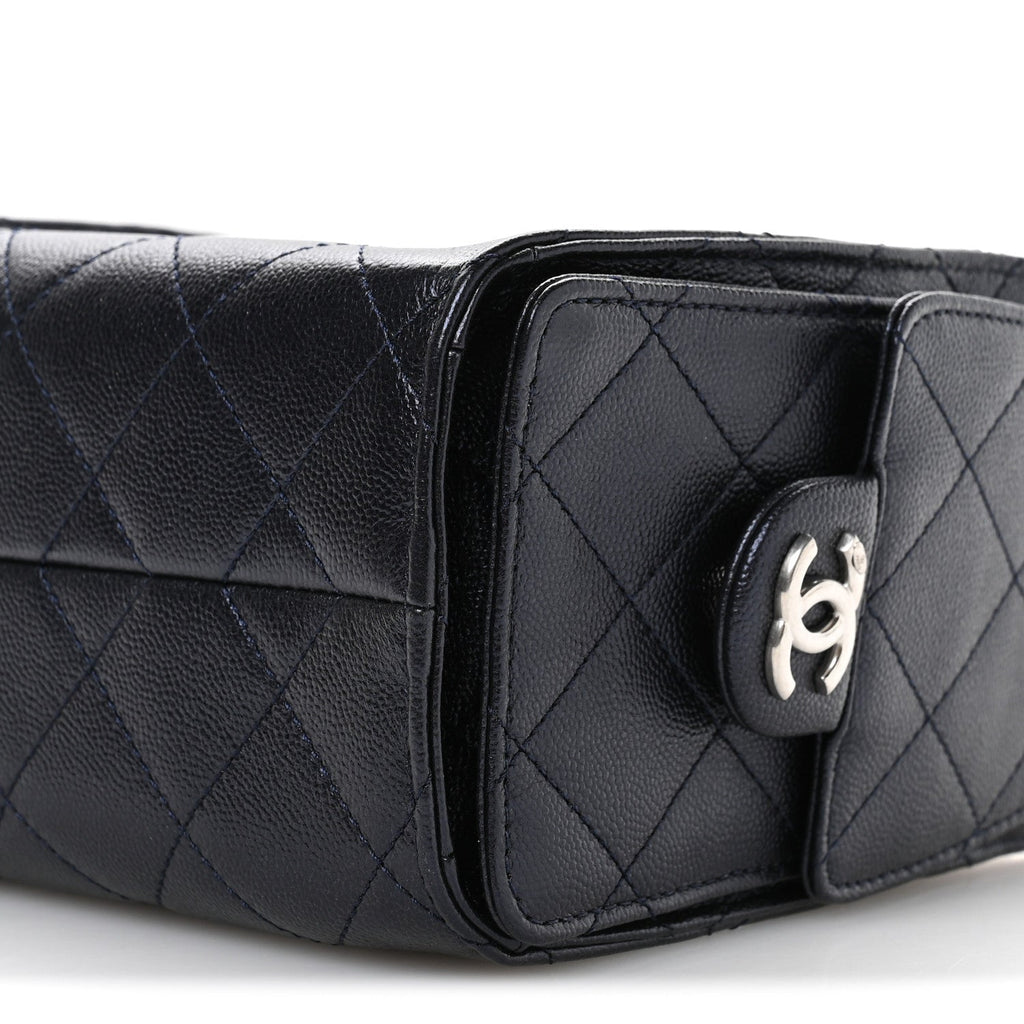 Chanel Metallic Caviar Quilted Mini Chanel 25 Handbag Dark Blue