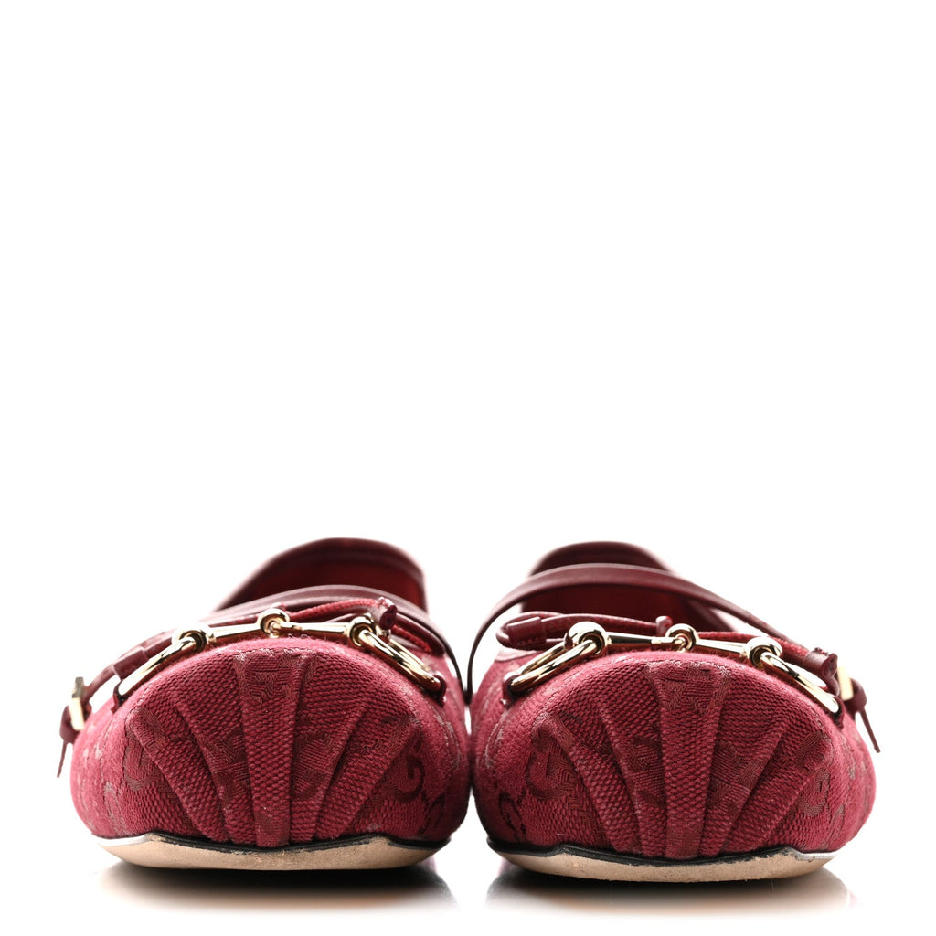 Gucci GG Monogram Horsebit Ballet Flats 40 Rosso Ancora