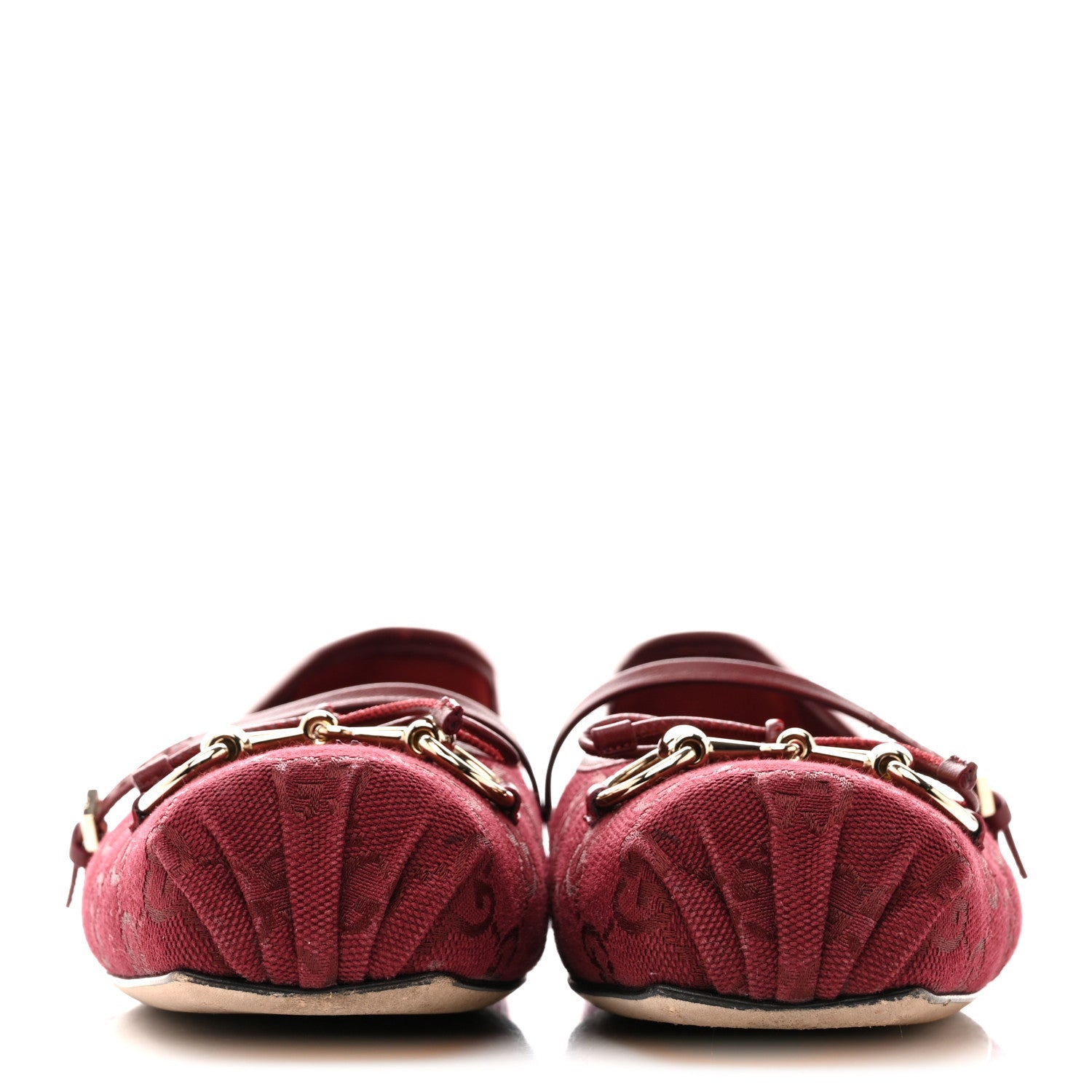 Gucci GG Monogram Horsebit Ballet Flats 40 Rosso Ancora