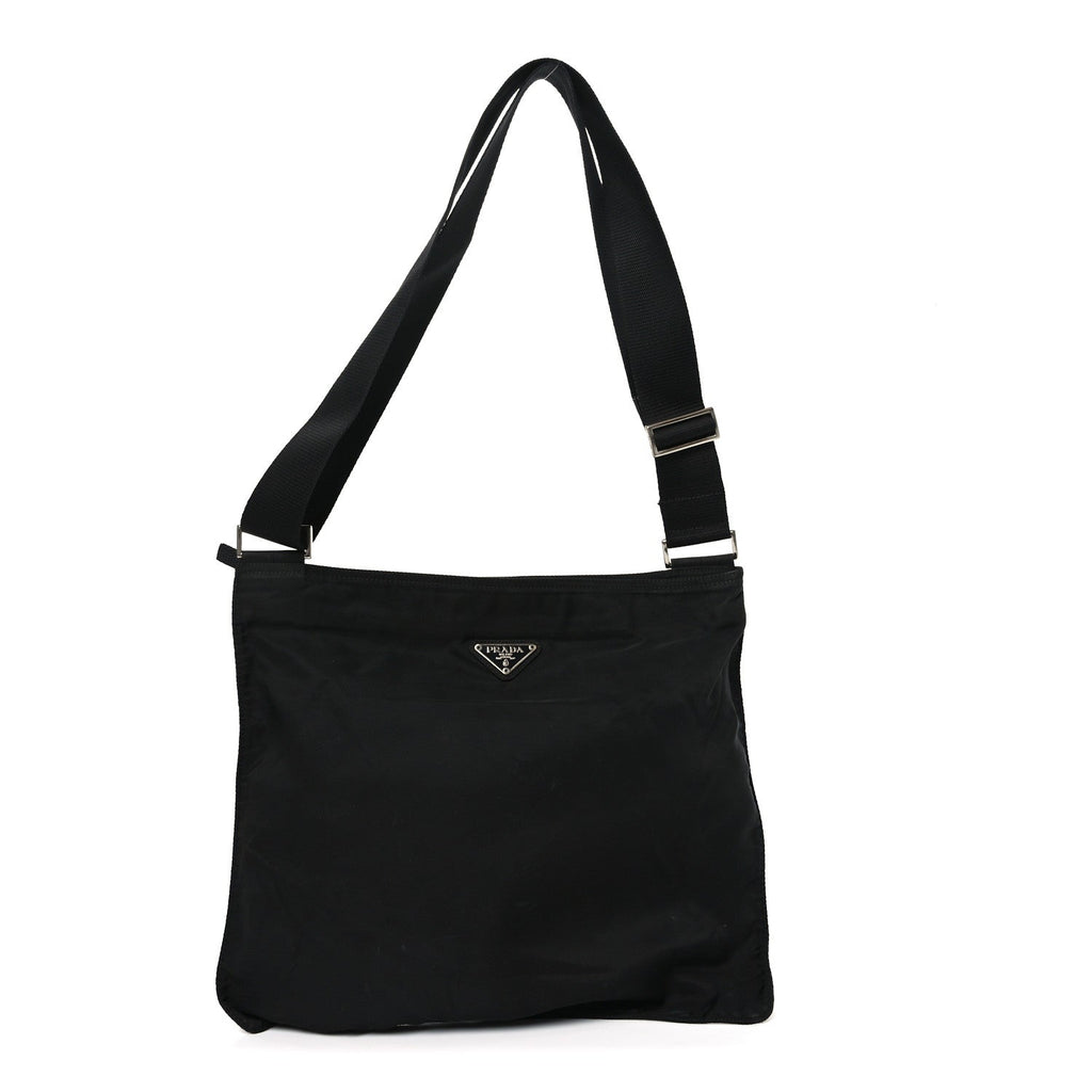 Prada Nylon Flat Messenger Bag Black
