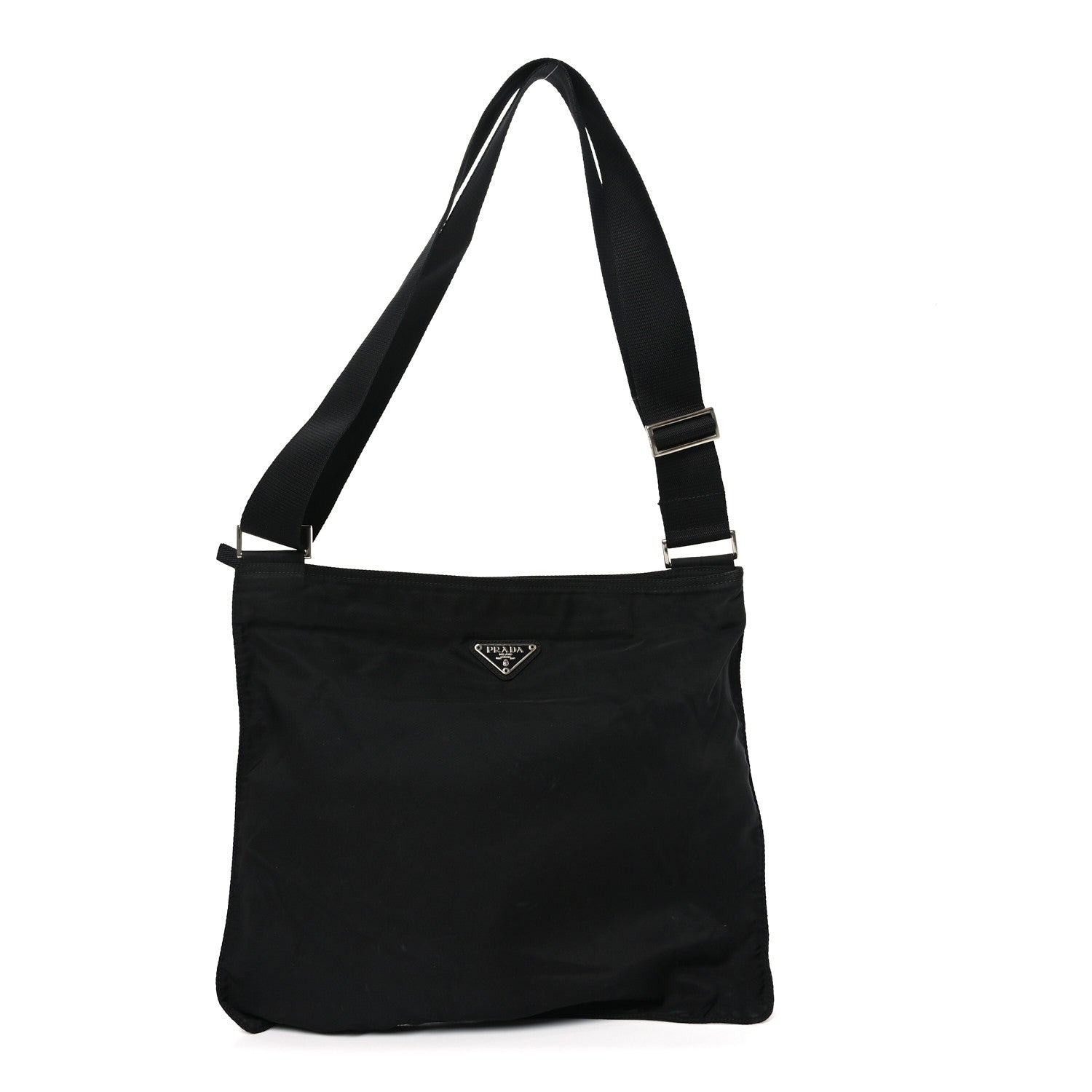 Prada Nylon Flat Messenger Bag Black
